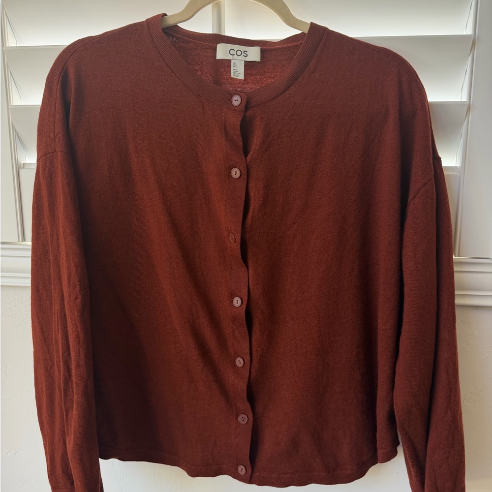 COS Rust Button Front Relaxed Cardigan Sweater Size L